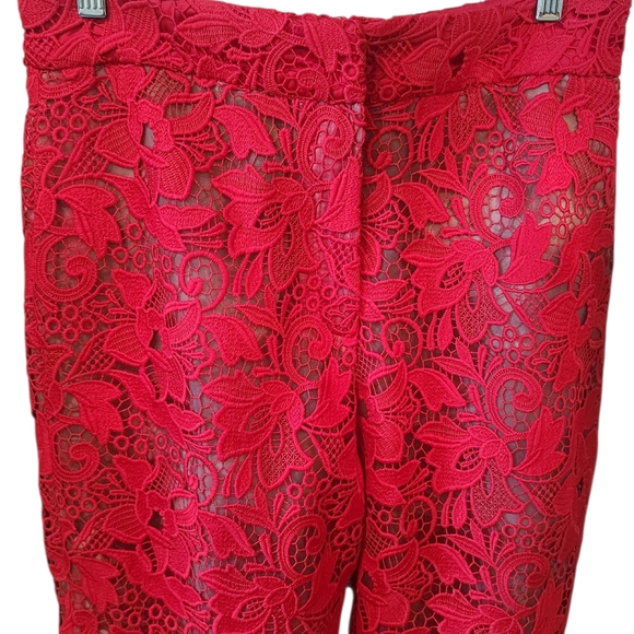 Mango Red Lace Wide Leg Pants - Picture 5 of 10